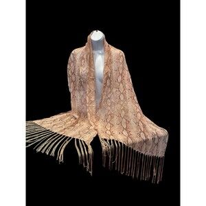Charming Shawl  Womens Scarf Shawl Wrap Dusty Animal Print Metallic Lightweight